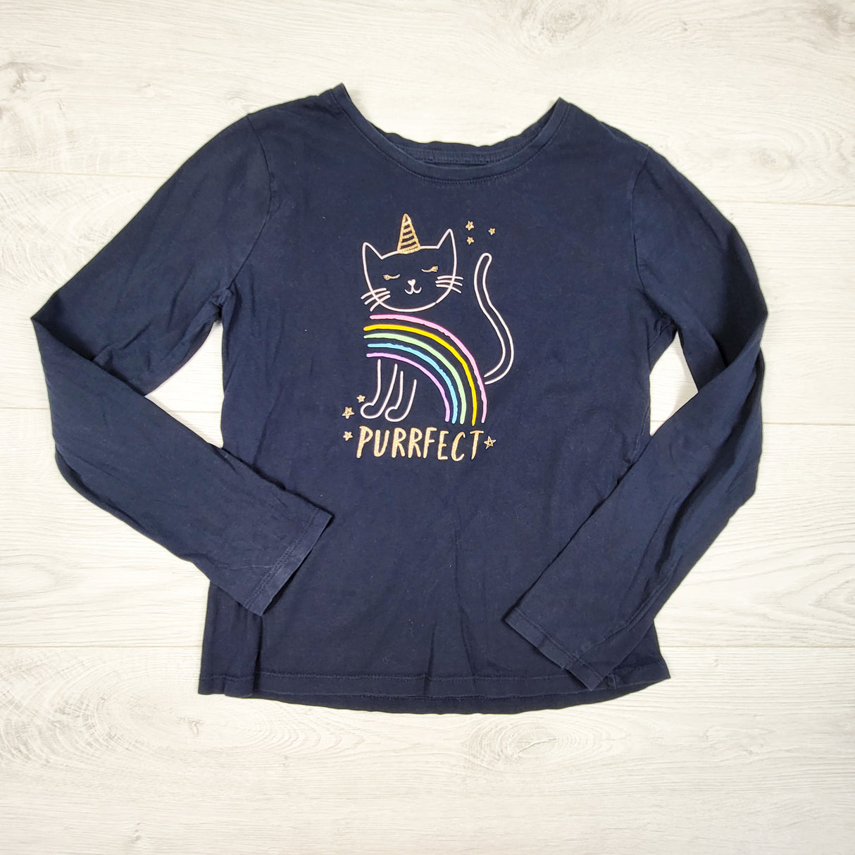 George navy top with cat. Size 10/12