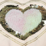 Btween pink top with fuzzy sequin heart. Size 10/12