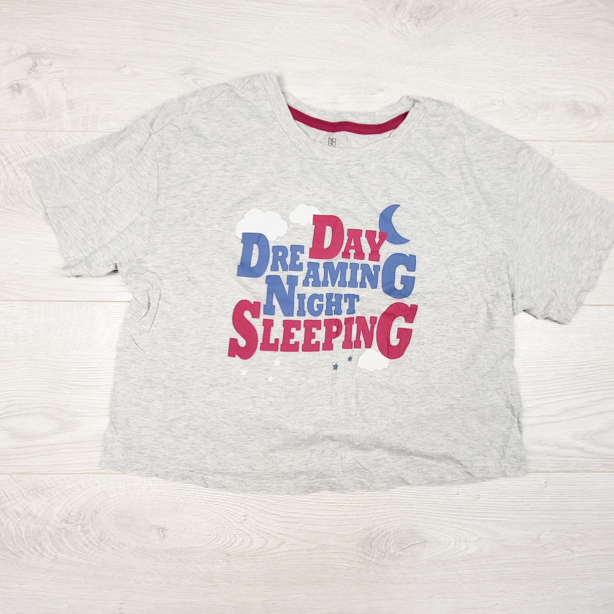 NOBO grey cropped "Day Dreaming Night Sleeping" t-shirt. ADULT size small
