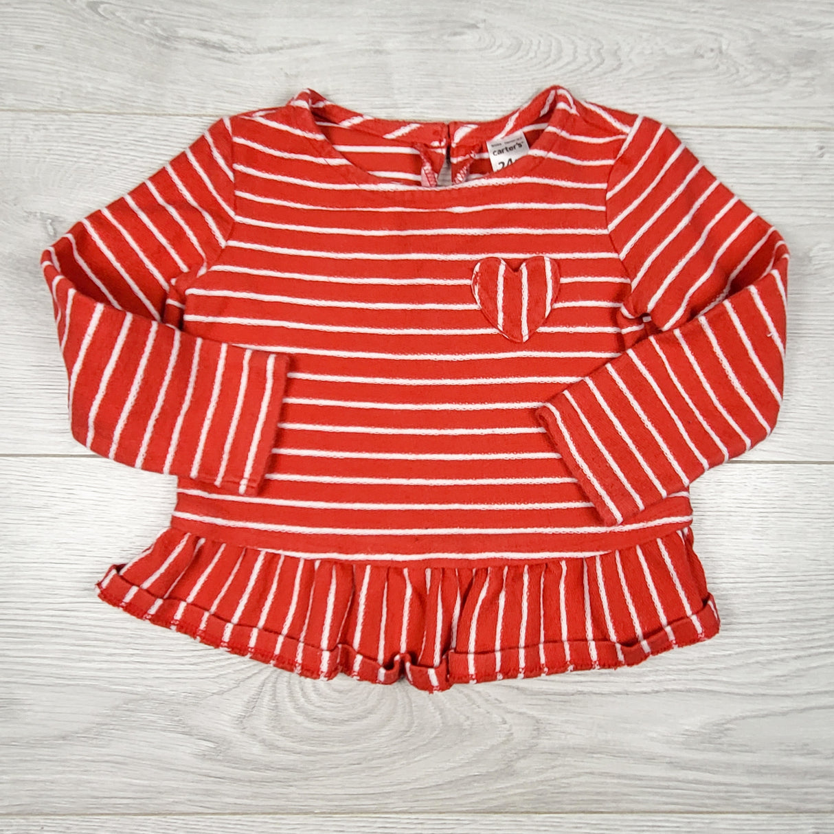 Carters red striped knit top. Size 24 months
