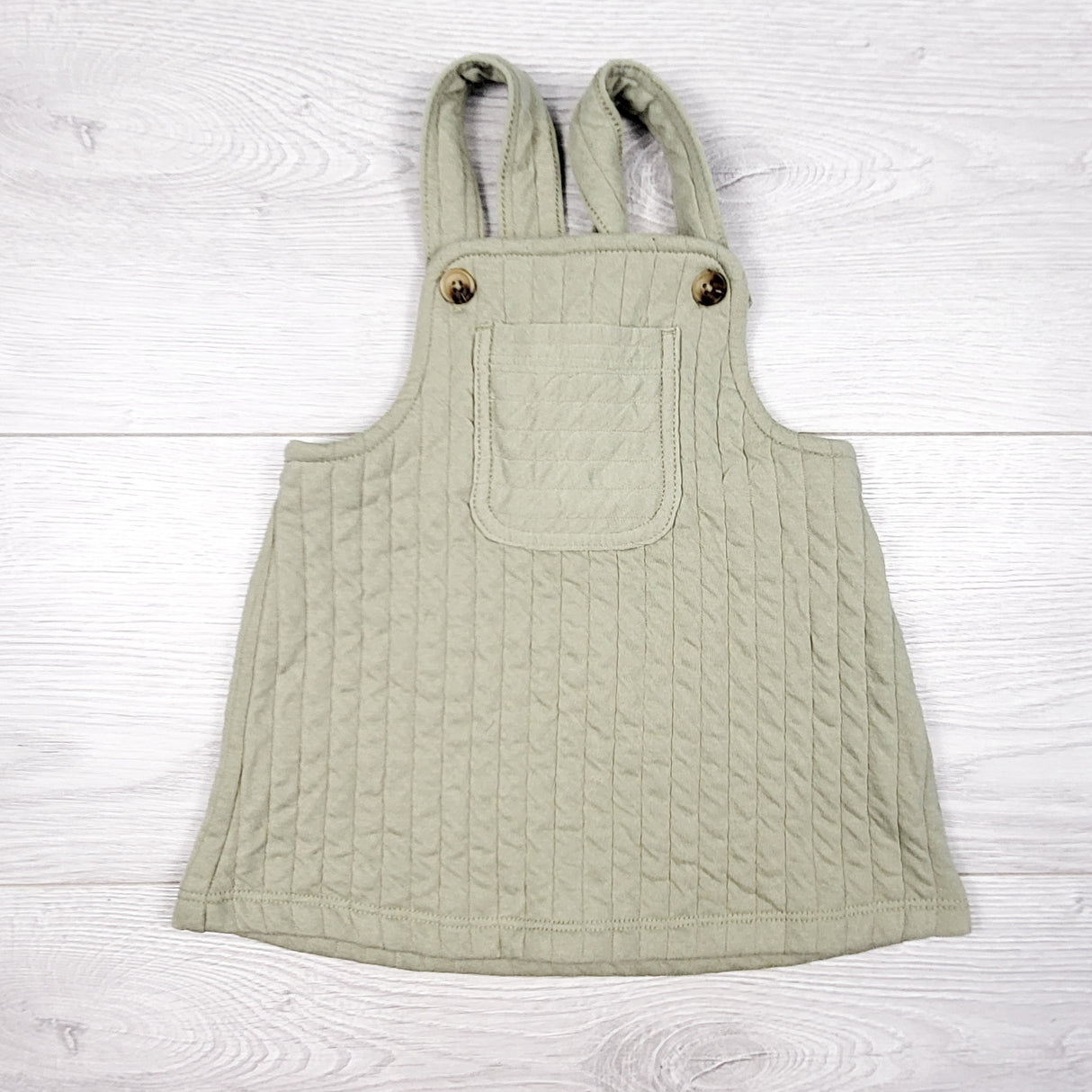 Joe green quilted cotton dress. Size 6-12 months