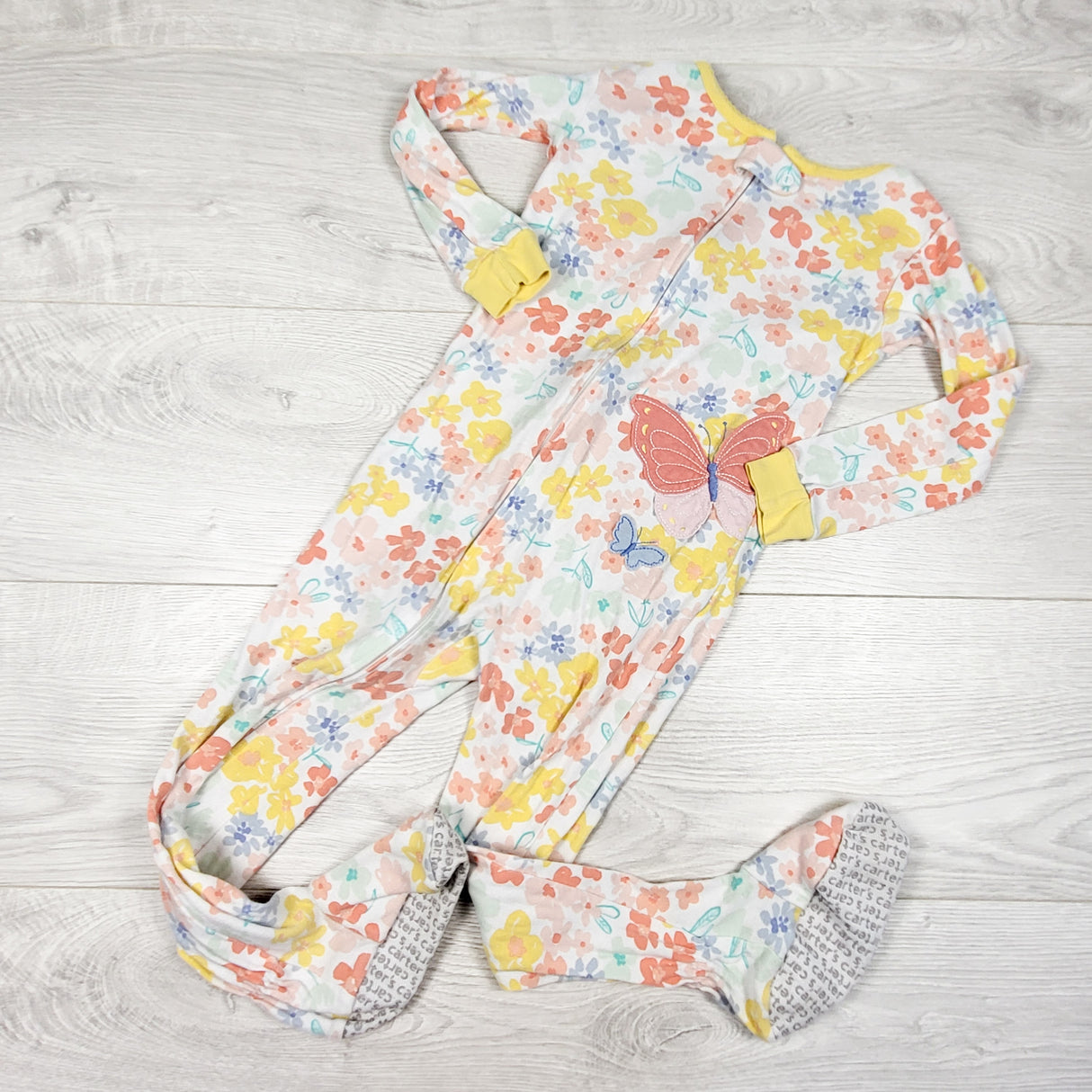 Carters white floral print zippered cotton sleeper. Size 4T