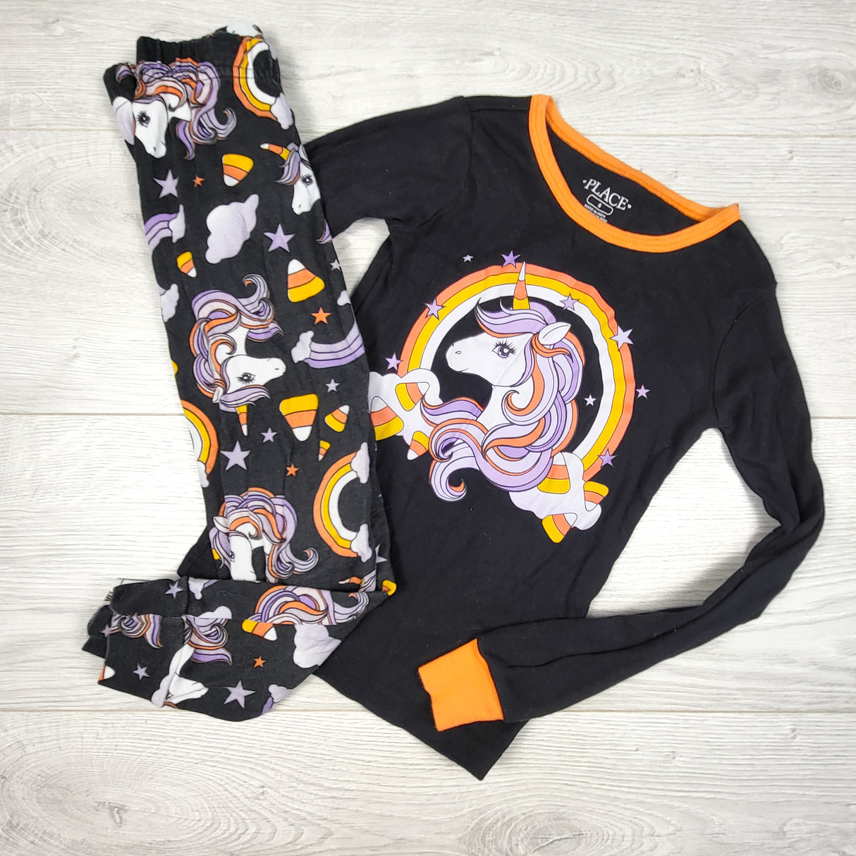 Children's Place black 2pc PJs with unicorn. Size 5T