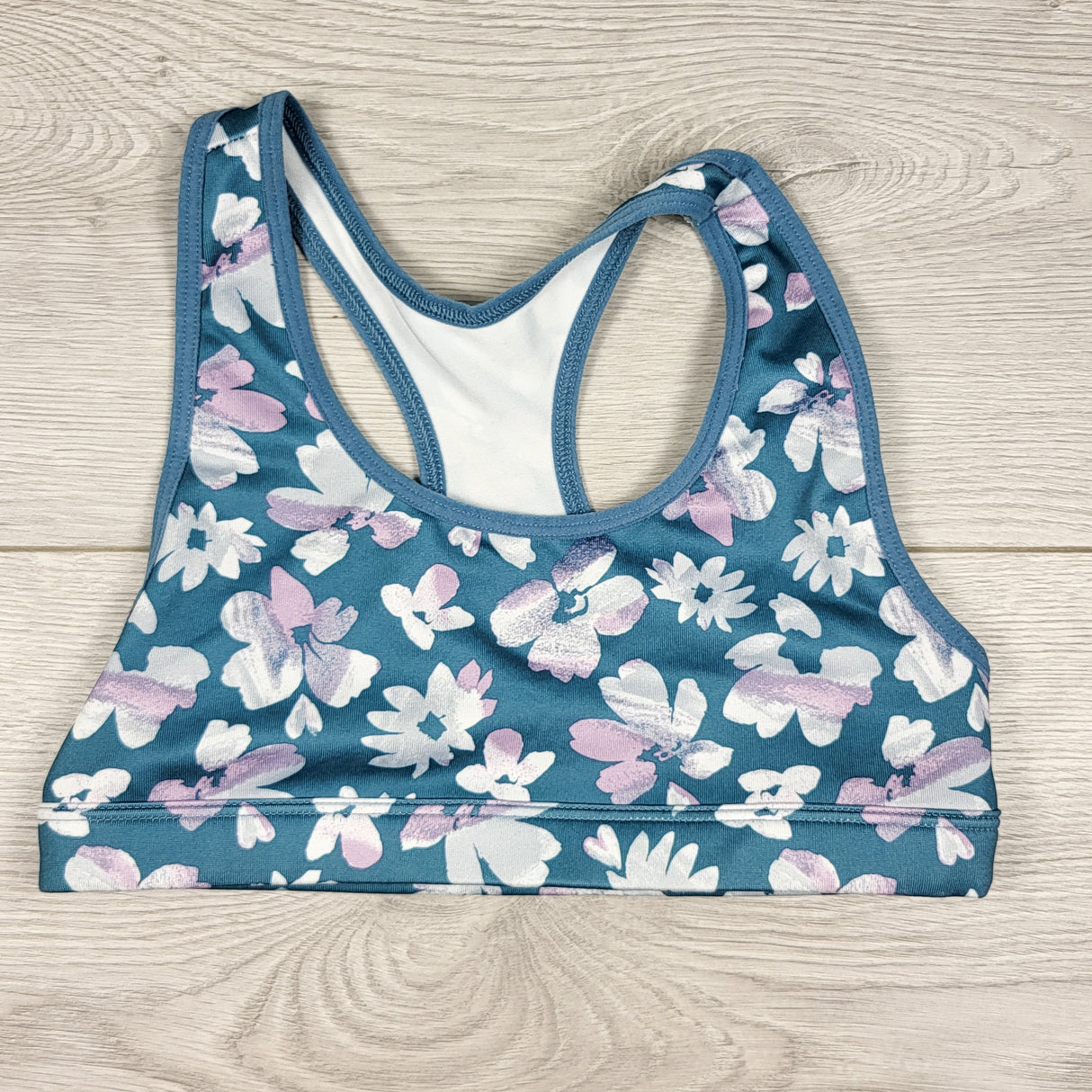 Carters teal floral print sports bra. Size 6/6X