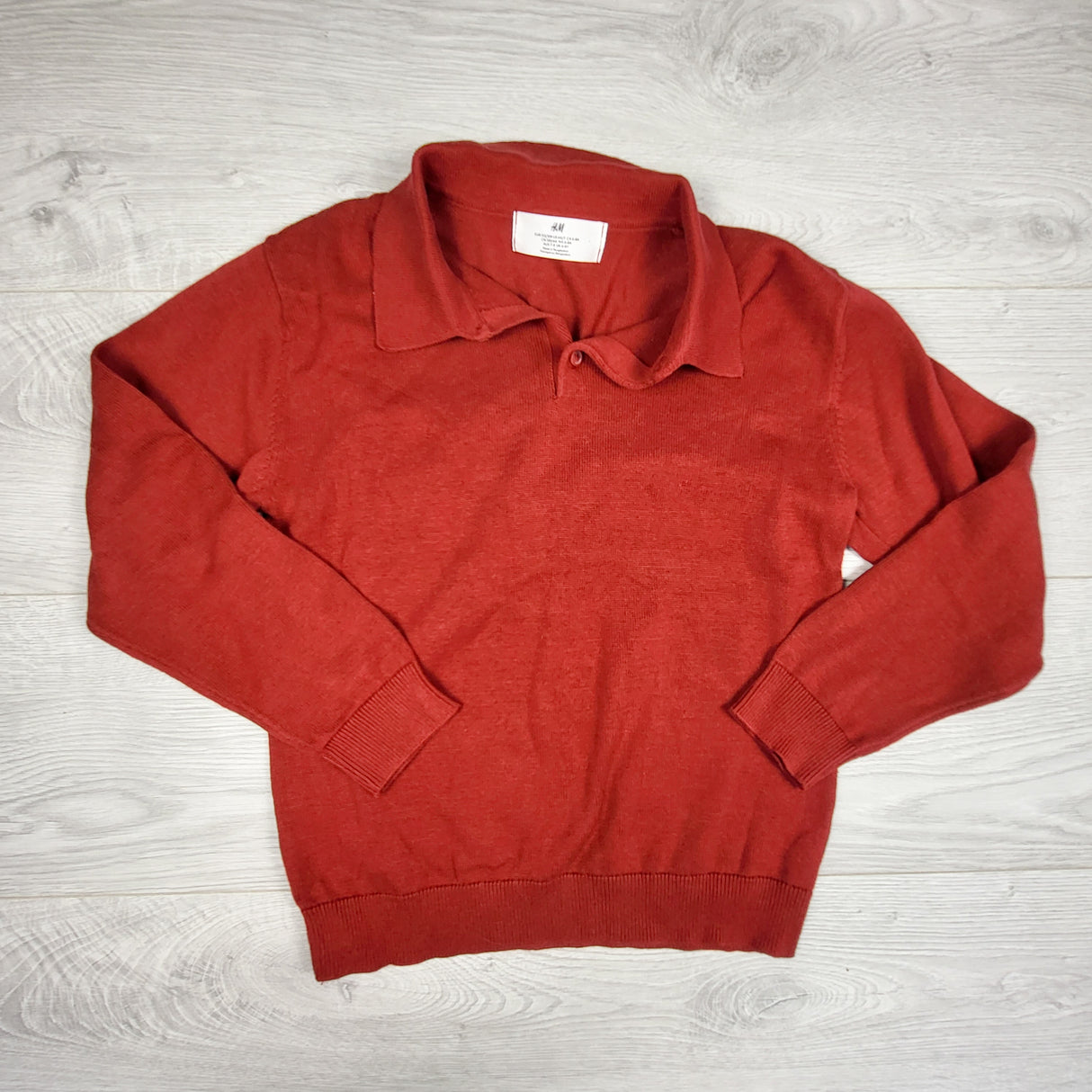 H and M red collared sweater. Size 6-8 Years