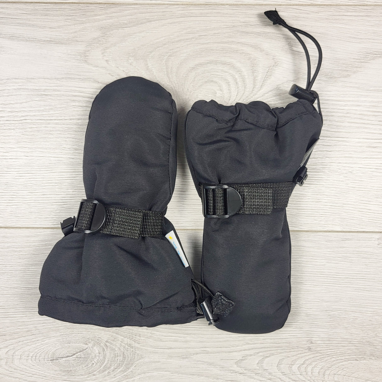 Jan and Jul black "Toasty Dry" waterproof mittens. Size XS (0-2 Years)