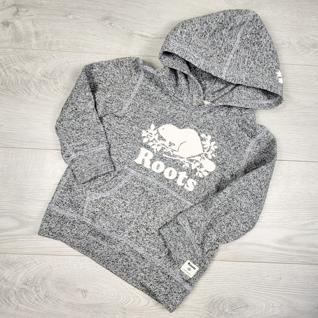 Roots grey salt and pepper pullover hoodie. Size 2T