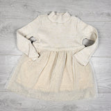 Oshkosh beige ribbed dress with sparkle tulle skirting. Size 2T