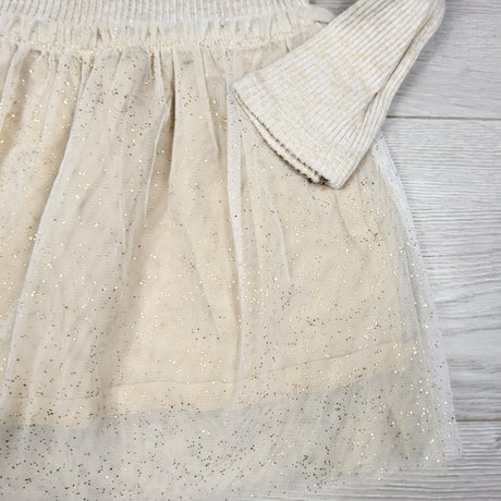 Oshkosh beige ribbed dress with sparkle tulle skirting. Size 2T