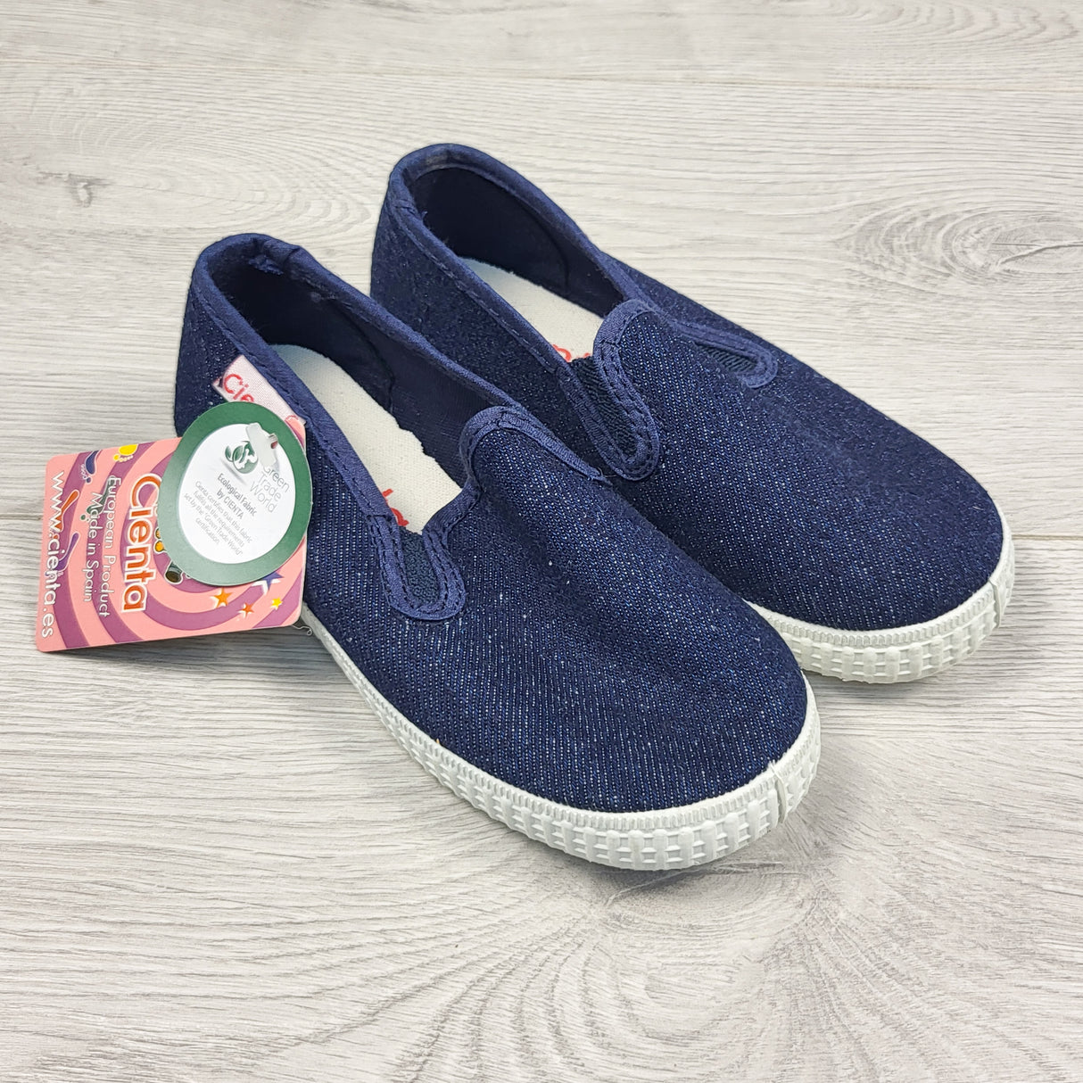 NEW - Cienta denim blue slip-on canvas shoes. Size 26 (US size 9)