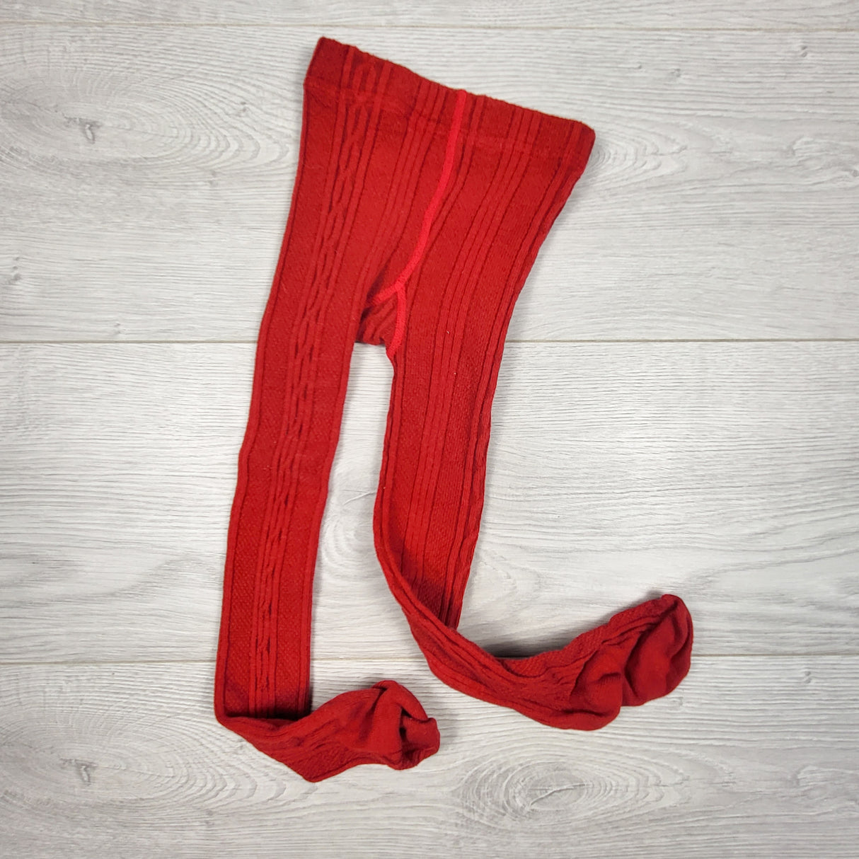 Red cable knit tights. Size 9-18 months