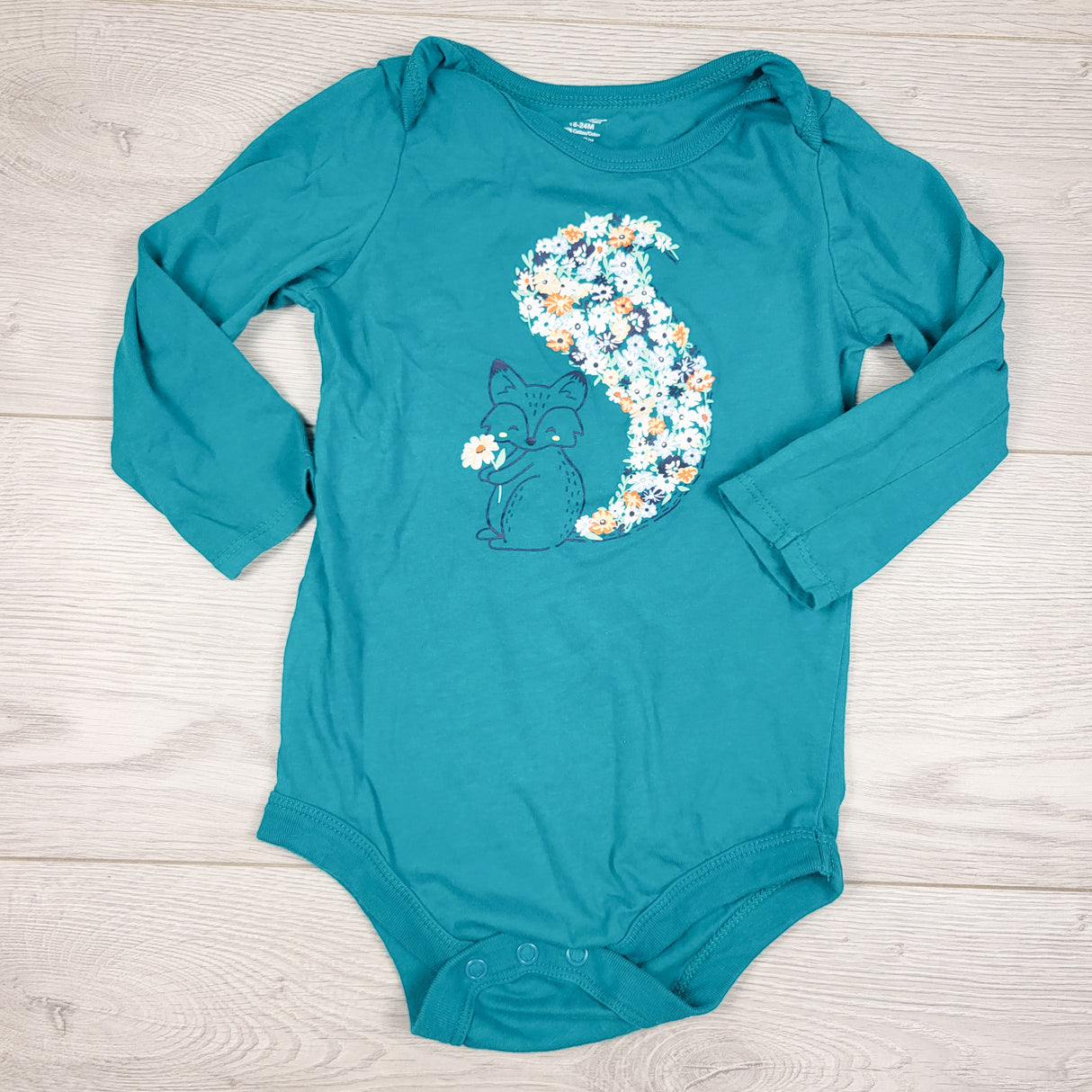 George teal bodysuit with fox. Size 18-24 months