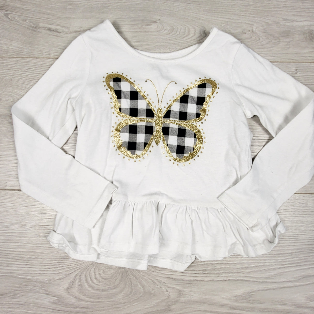 Children's Place white top with butterfly. Size 2T