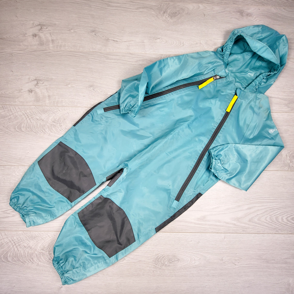 Cloudveil turquoise one piece rain suit. Size 2T