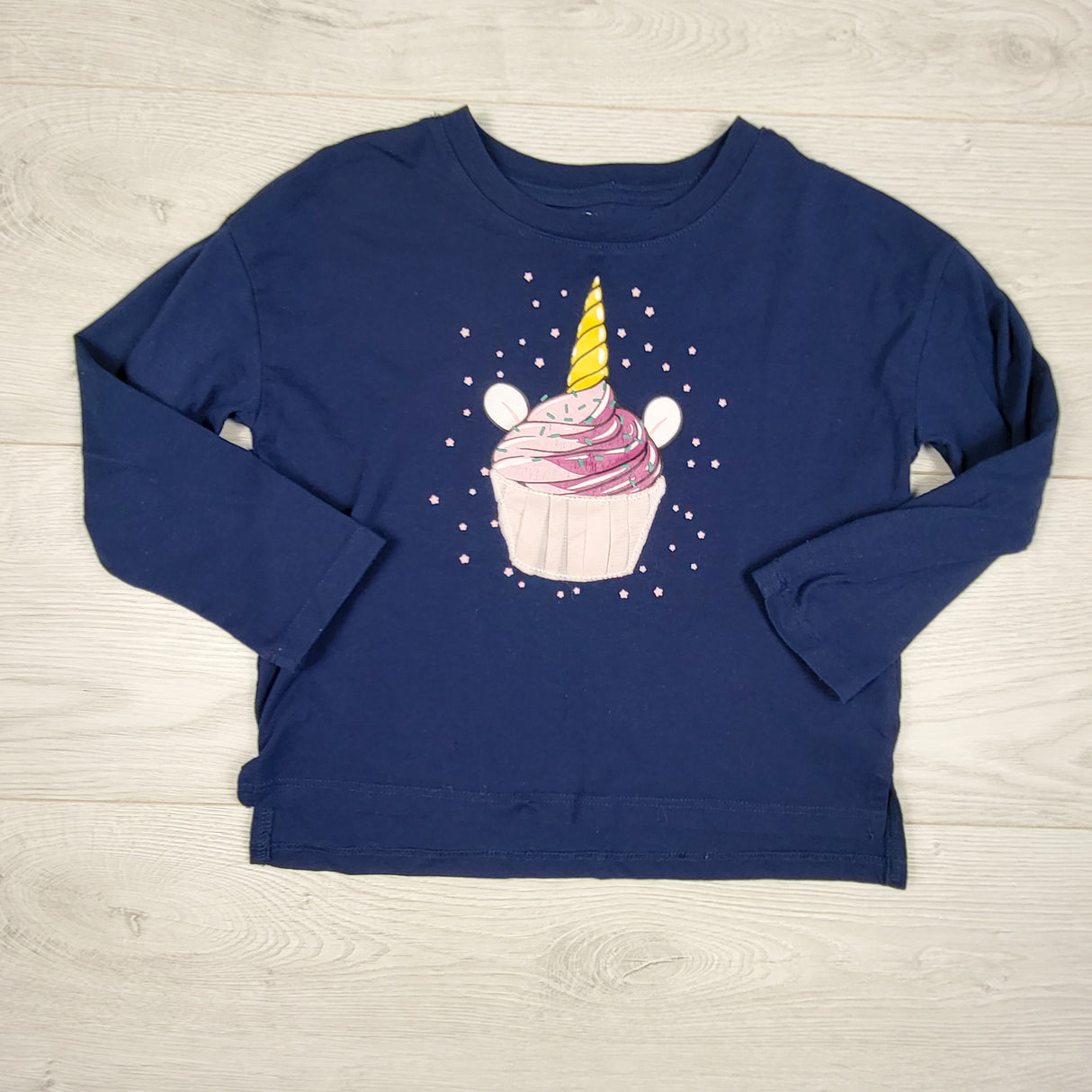 Just Kidding navy unicorn cupcake top. Size 5T