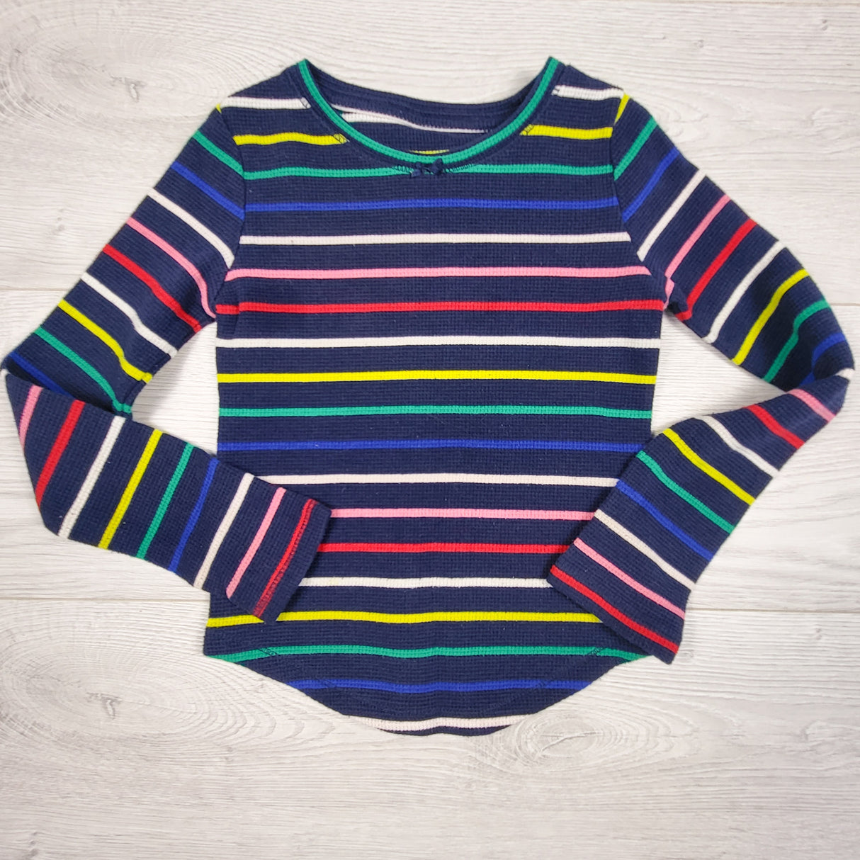 Joe navy multi-striped waffle knit long sleeve top. Size 4T