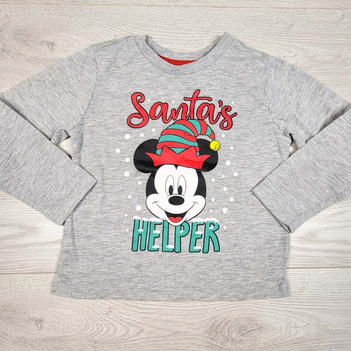 Disney Junior grey Mickey Mouse "Santa's Helper" top. Size 4T