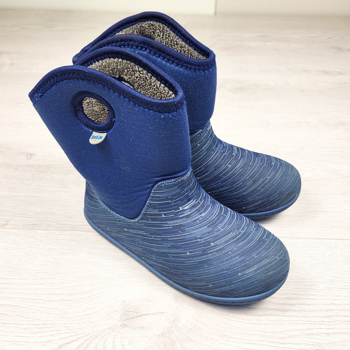Jan and Jul blue neoprene rain boots. Size 13