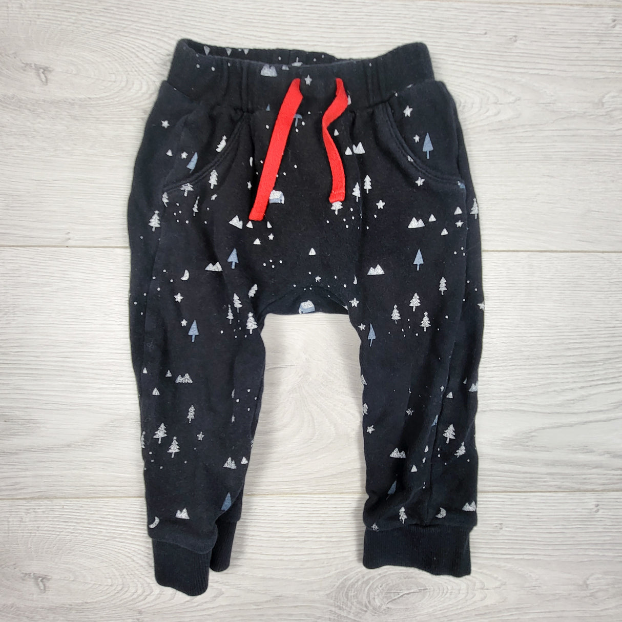 Petit Lem black patterned joggers. Size 18 months