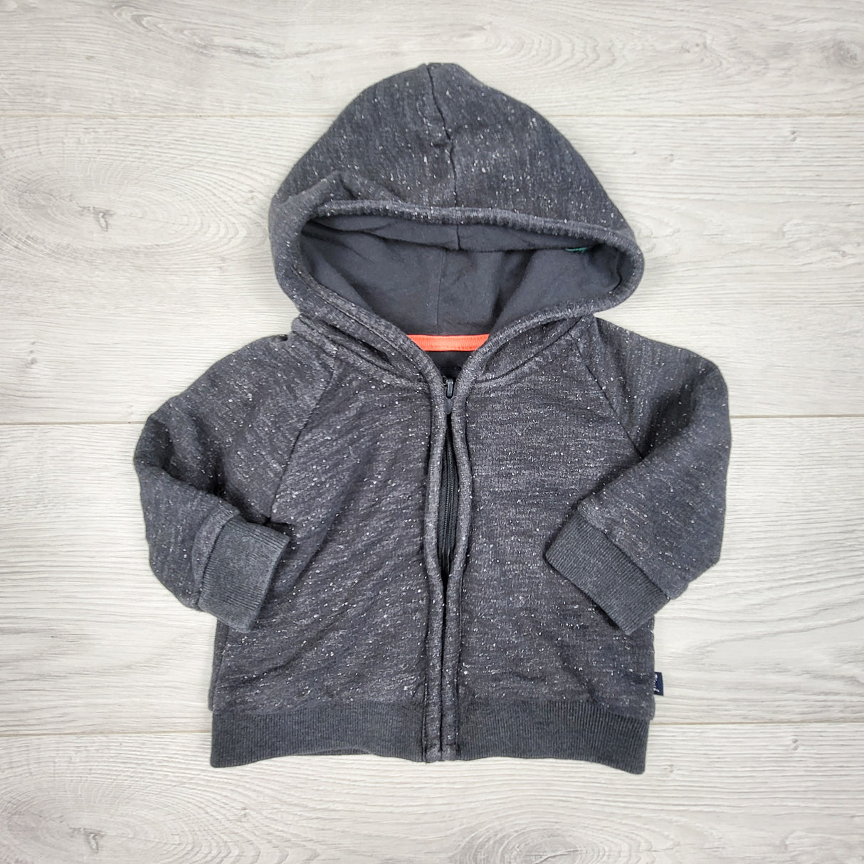 Oshkosh grey speckled zip up hoodie. Size 6 months