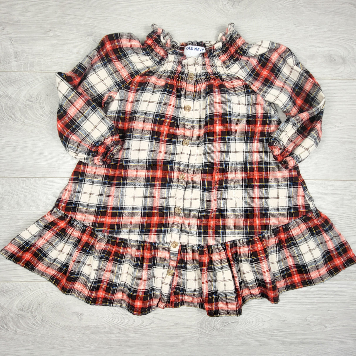 Old Navy plaid flannel dress. Size 3T