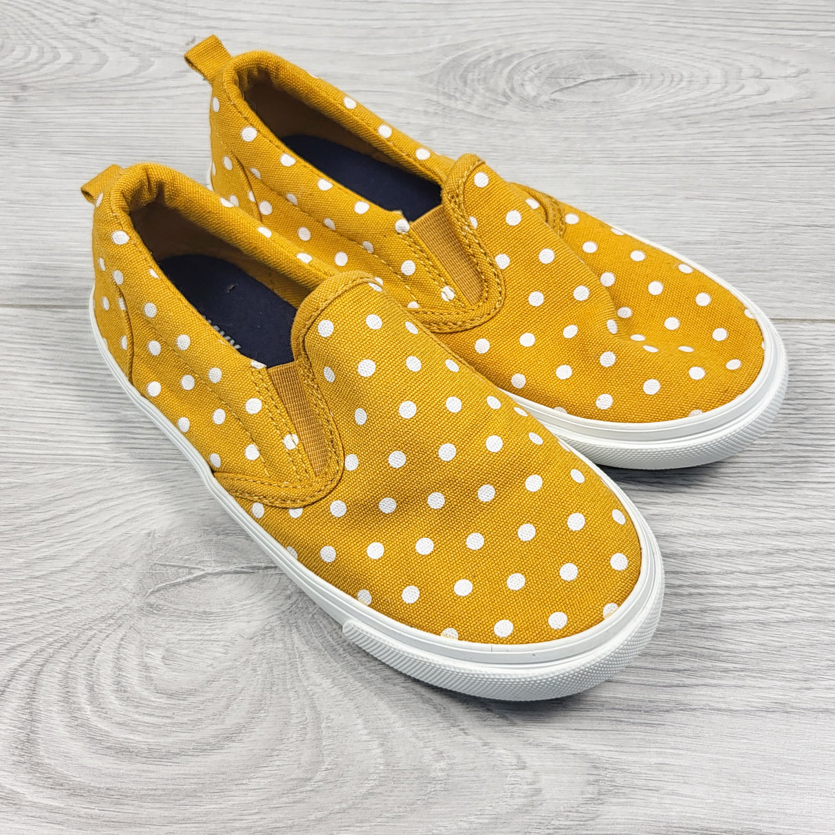 Old Navy yellow polka dot slip-on canvas sneakers. Size 10
