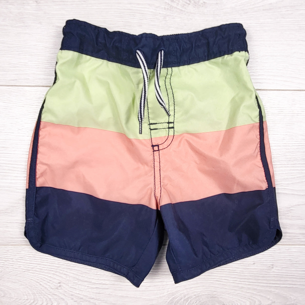 Old Navy navy colour block swim shorts. Size 18-24 months