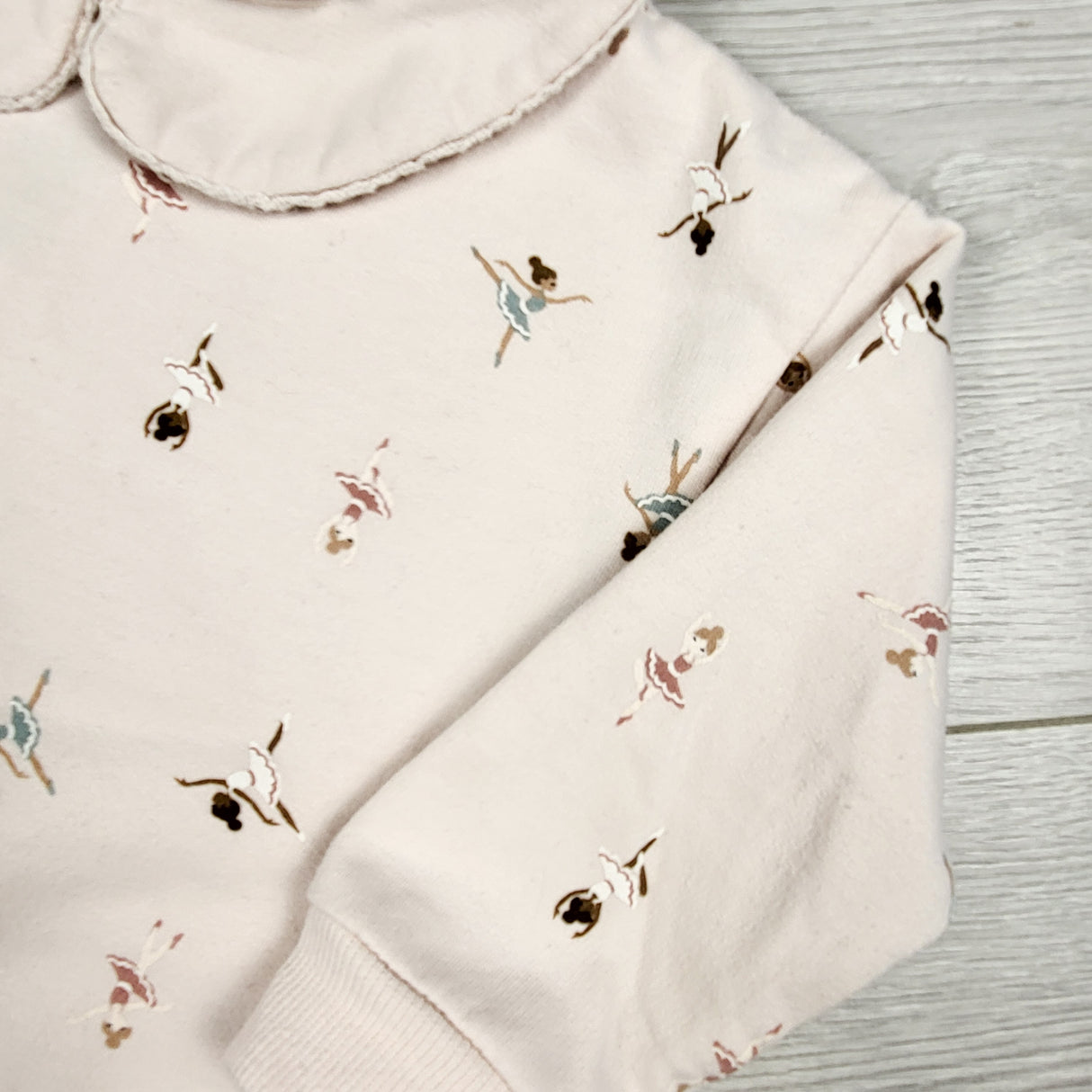 PL Baby pale pink sweatshirt with ballerinas. Size 18 months