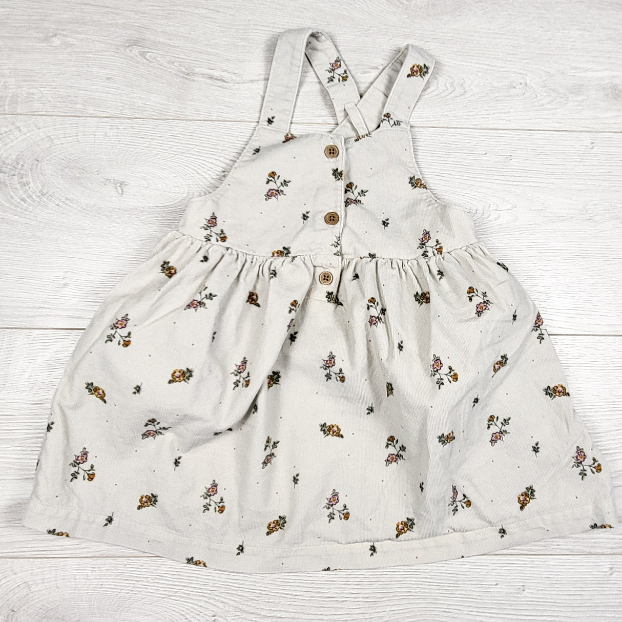 Child of Mine light grey floral print corduroy dress. Size 24 months