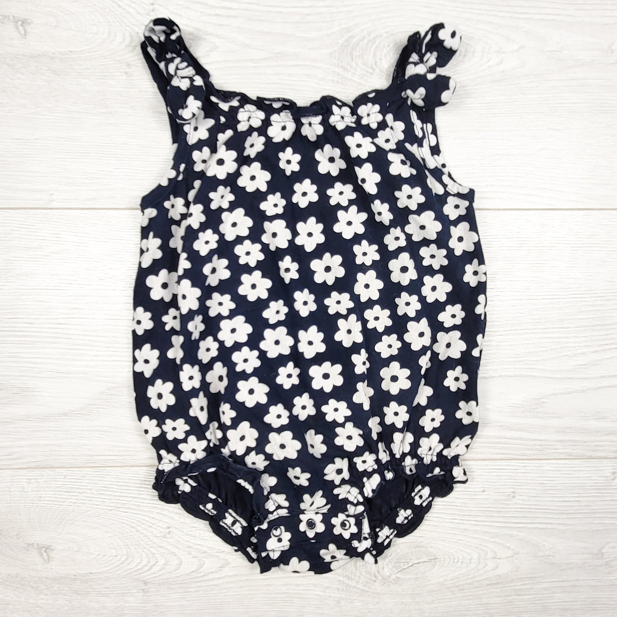 Old Navy navy floral print bubble romper. Size 12-18 months