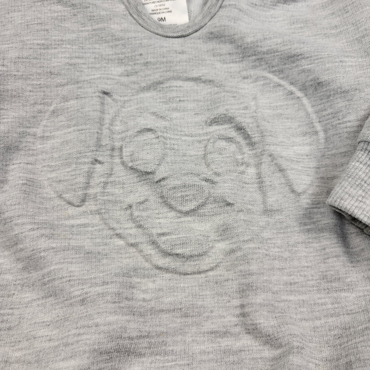 Disney grey 101 Dalmatians hoodie with embossed dog. Size 9 months