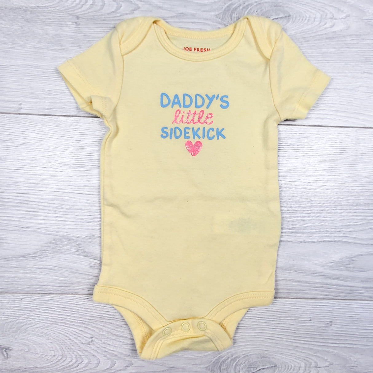 Joe yellow "Daddy's Little sidekick" bodysuit. Size 0-3 months
