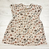 Tiny Button Apparel handmade leaf print bamboo / cotton blend dress. Size 1/2T