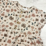 Tiny Button Apparel handmade leaf print bamboo / cotton blend dress. Size 1/2T
