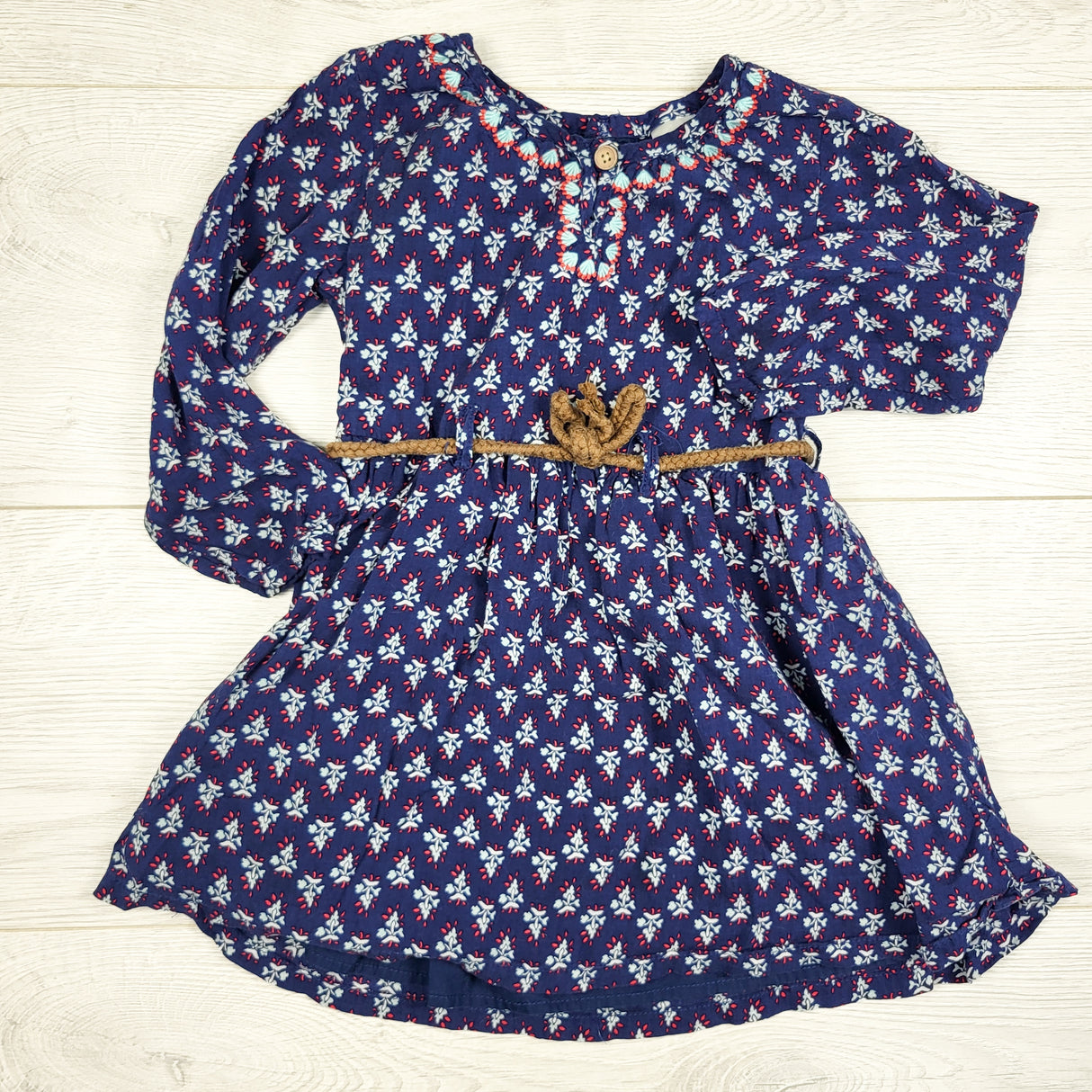 Carters navy printed dress with tie belt. Size 18 months