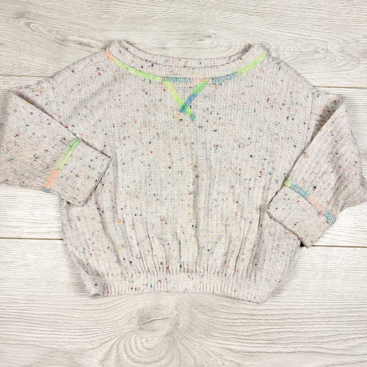 Old Navy speckled waffle knit long sleeve top. Size 12-18 months