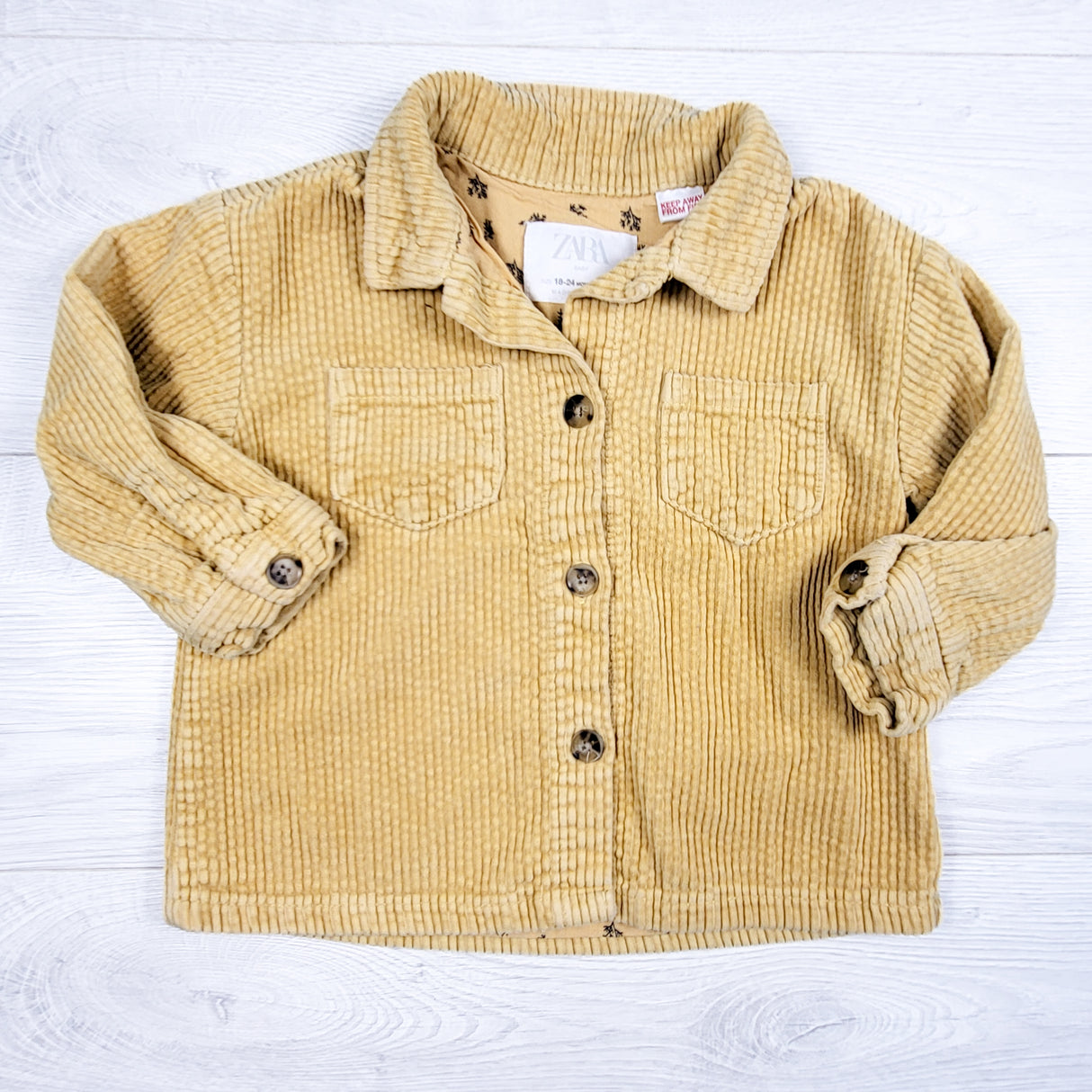 Zara yellow corduroy overshirt / shacket. Size 18-24 months