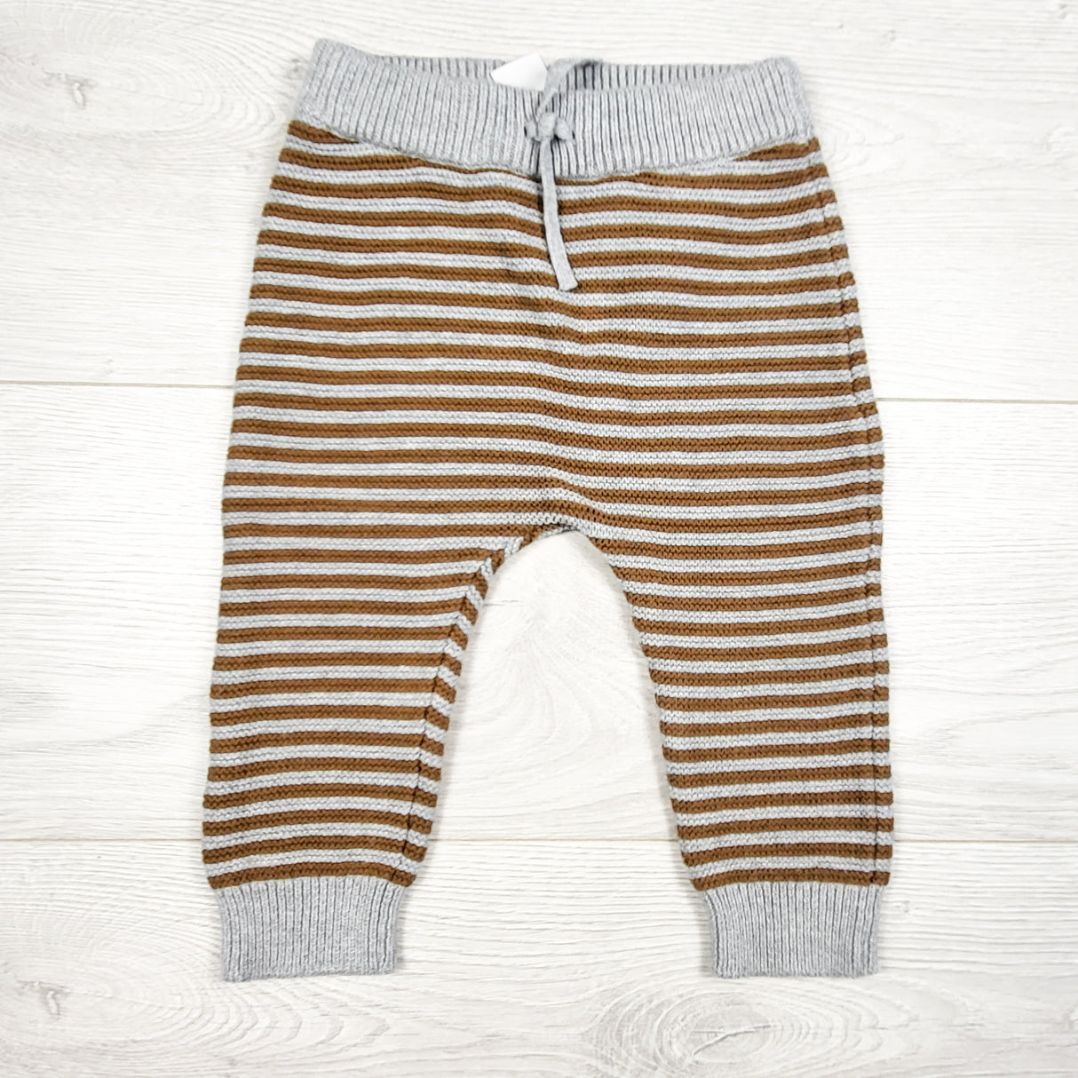 Just One You brown and grey striped sweater pants. Size 12 months