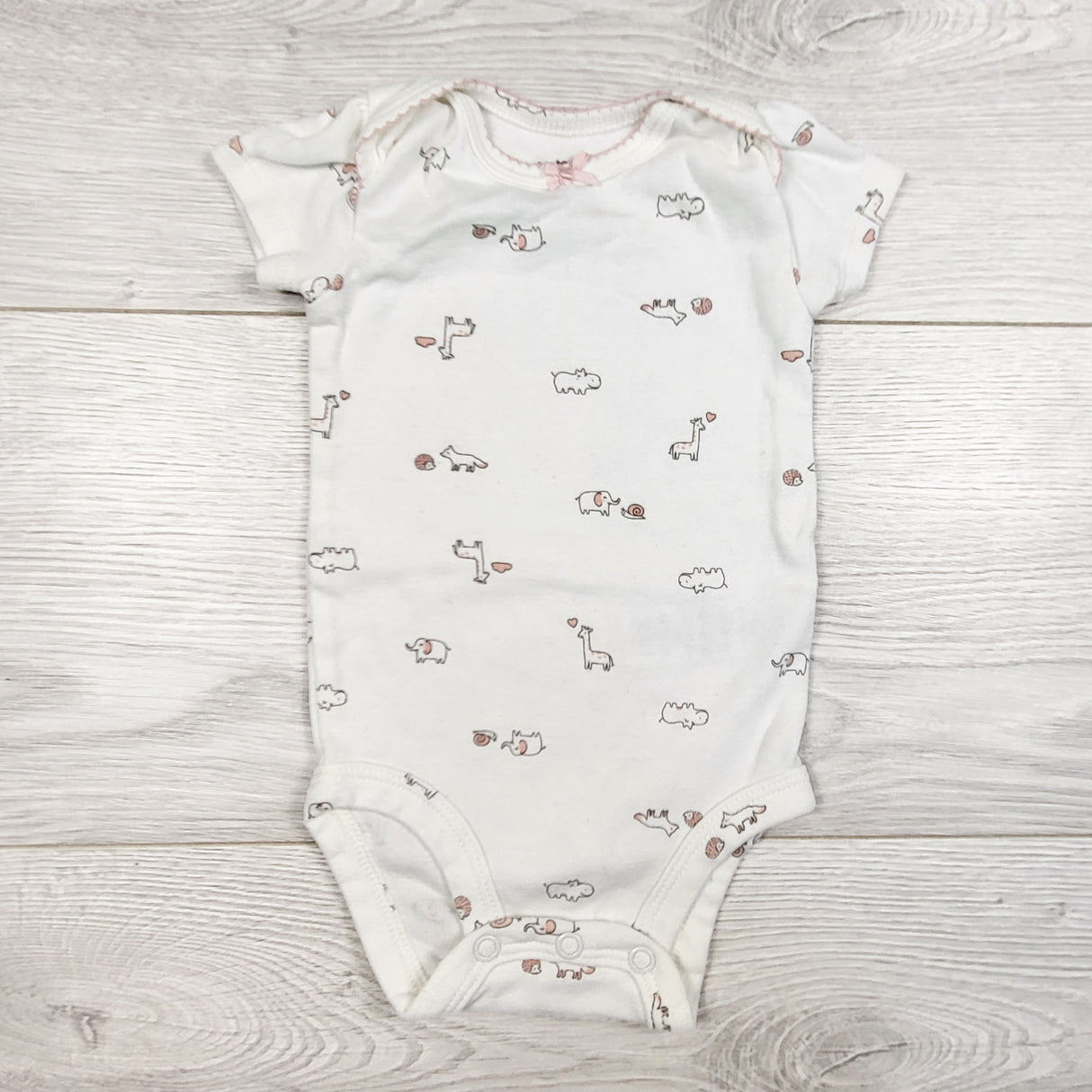 Carters white bodysuit with animals. Size 3 months