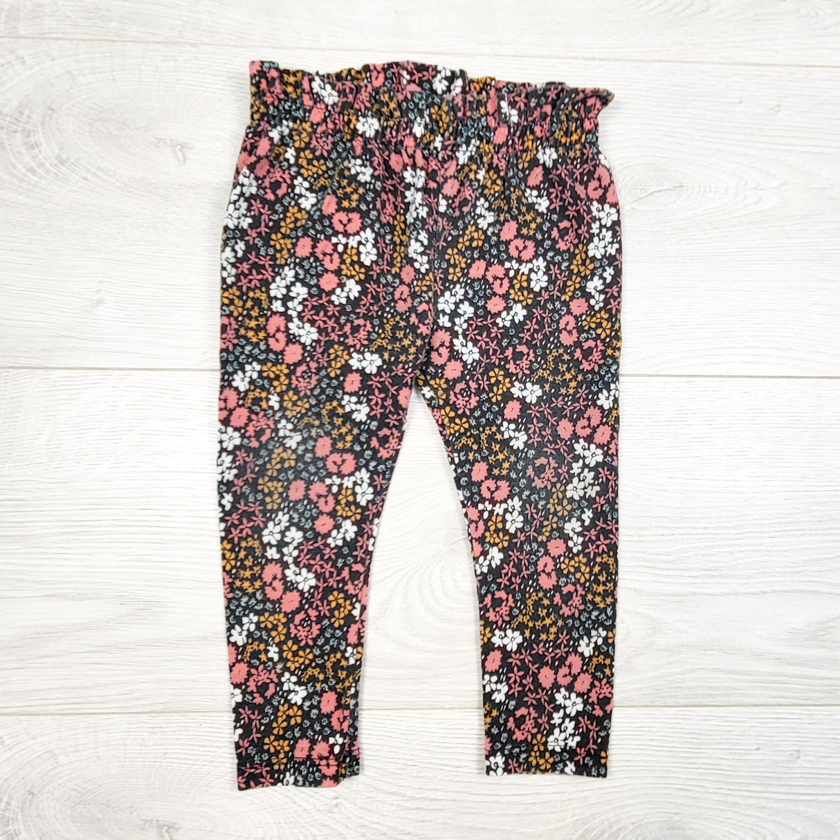 Cat and Jack floral print pants with ruffled waist. Size 12 months