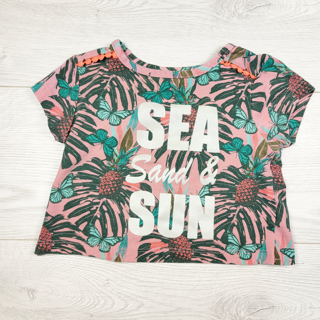 Preview pink tropical print t-shirt. Size 2T