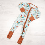 Miozing bamboo sleeper with chickens and roosters. Size 6-12 months
