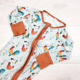Miozing bamboo sleeper with chickens and roosters. Size 6-12 months
