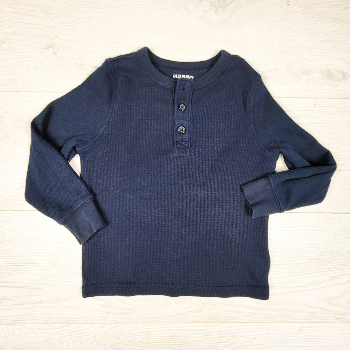Old Navy navy waffle knit long sleeve top. Size 4T