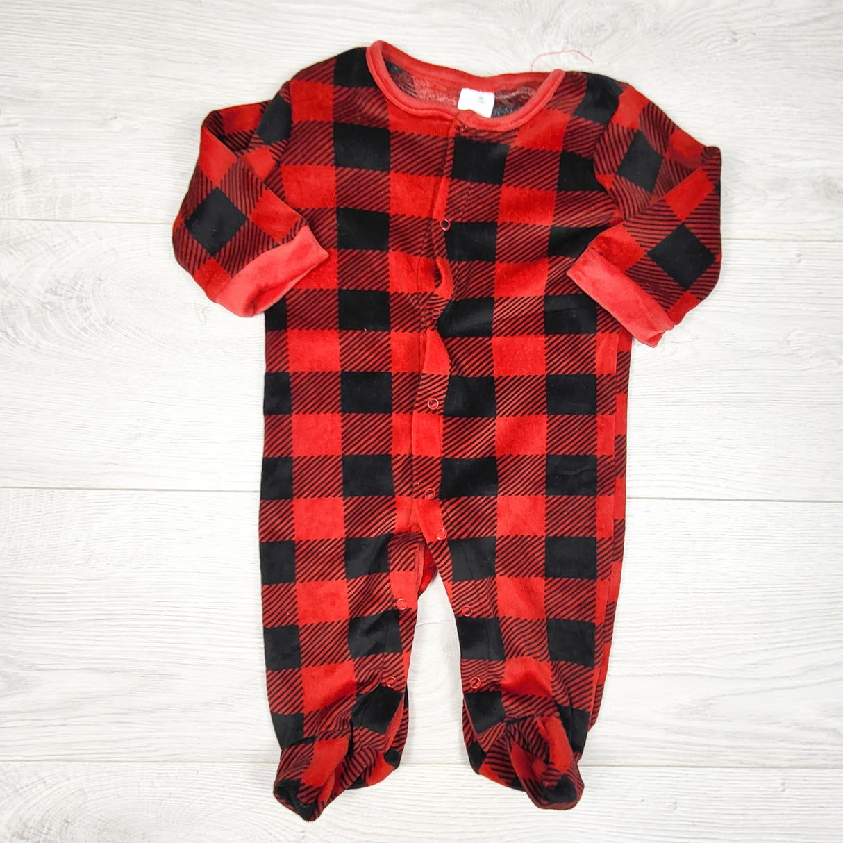 Baby Gear red buffalo plaid velour sleeper. Size 3-6 months