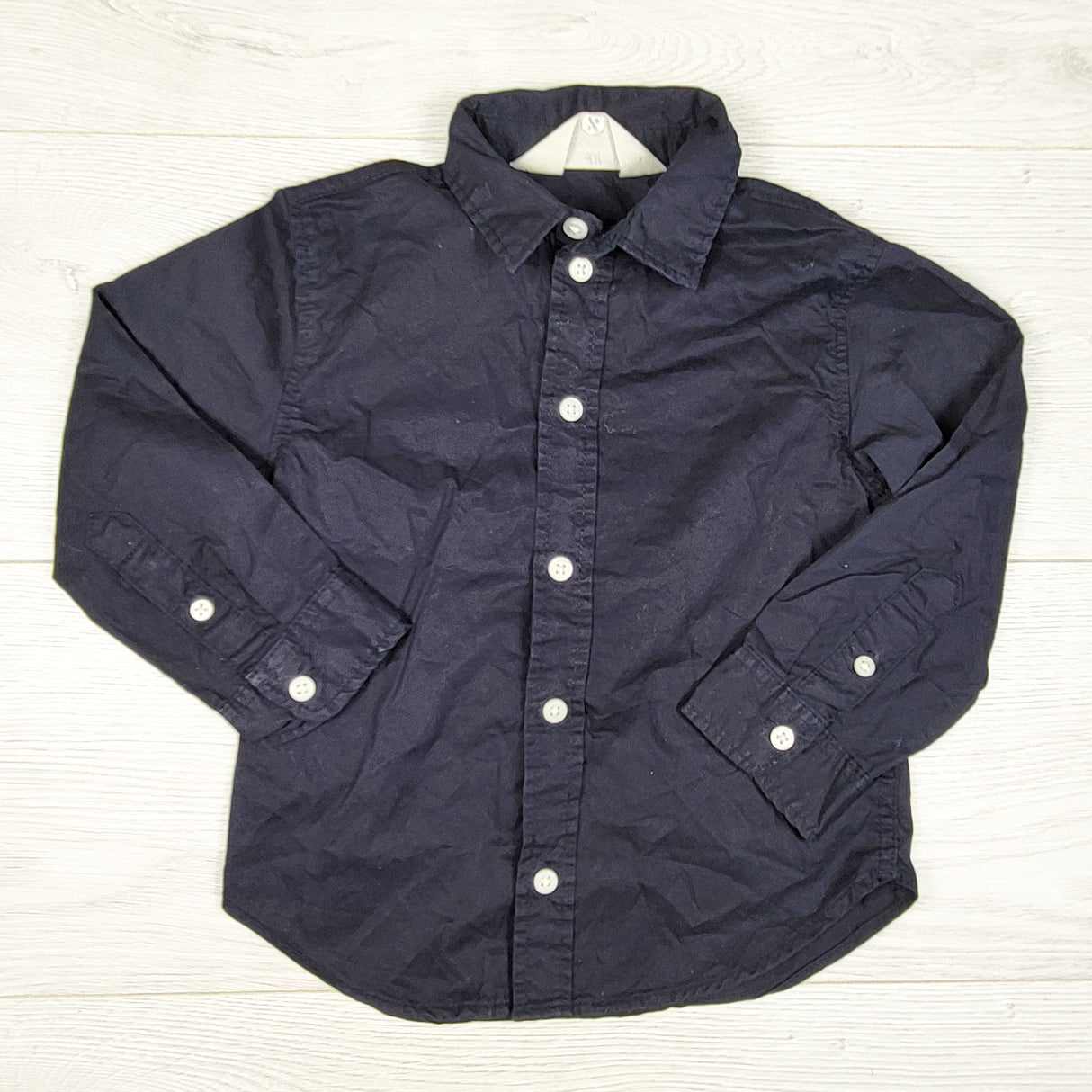 H and M navy button down shirt. Size 18-24 months