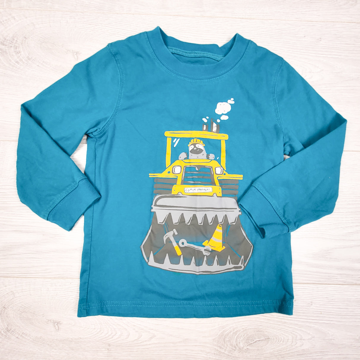 Carters teal long sleeve top with digger. Size 3T