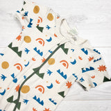 Parade Organics zippered sleeper / romper in "Westcoast" print. Size 3T