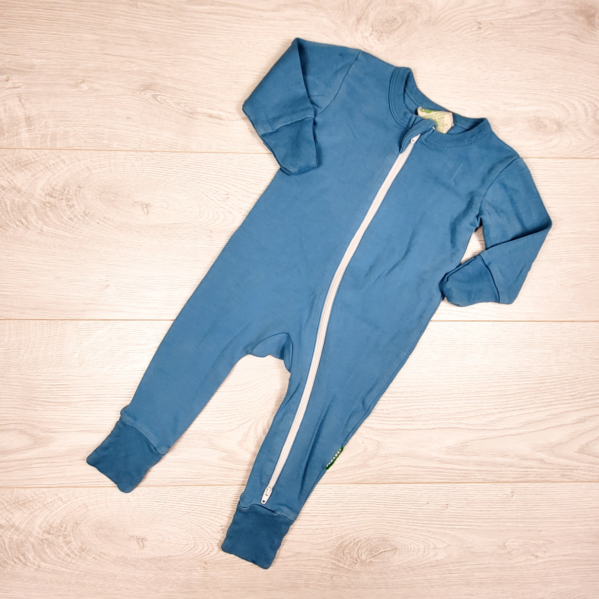 Parade Organics blue zippered romper / sleeper. Size 3-6 months