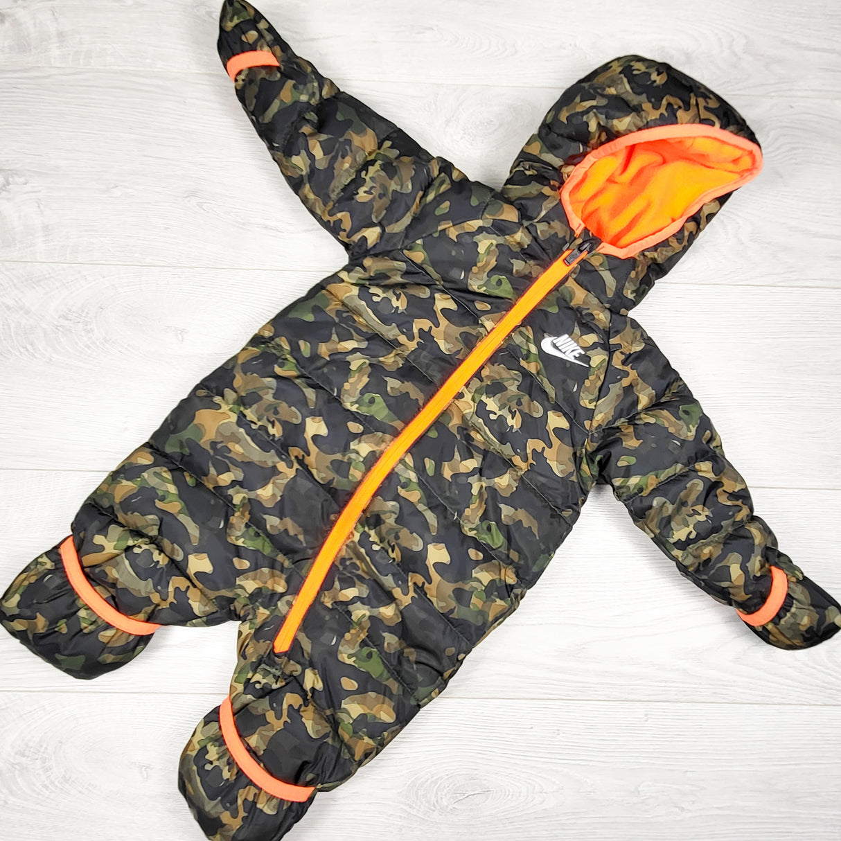 Nike camouflage puffer snow suit. Size 6 months